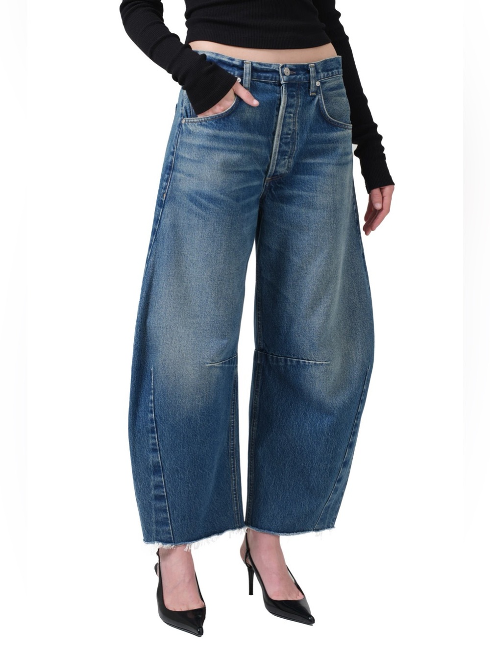 Citizen Of Humanity Horseshoe Raw Hem Crop Barrel Marshall 1972-3017 Sz 24